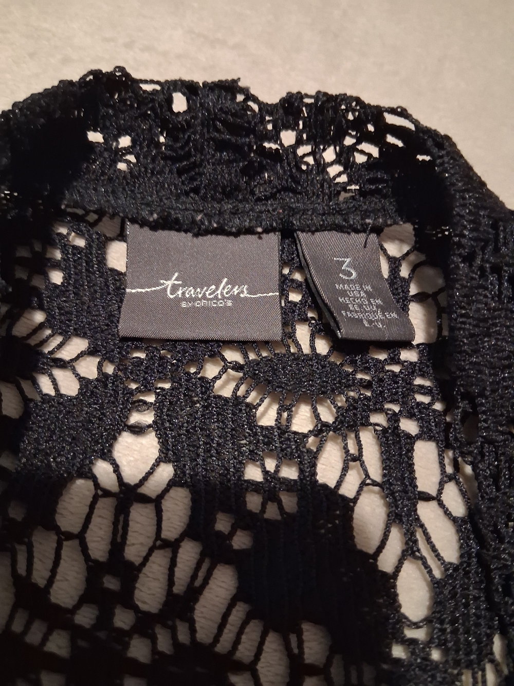 Black Crochet Lace Open Front Vest - - Picture 6 of 6